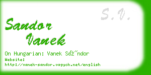 sandor vanek business card